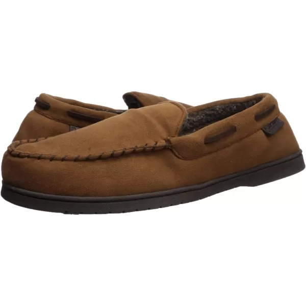 Dearfoams Men's Keaton Memory Foam Moccasin with Wide Widths Slipper