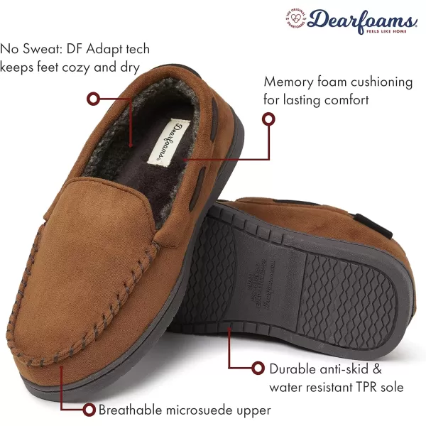 Dearfoams Men's Keaton Memory Foam Moccasin with Wide Widths Slipper
