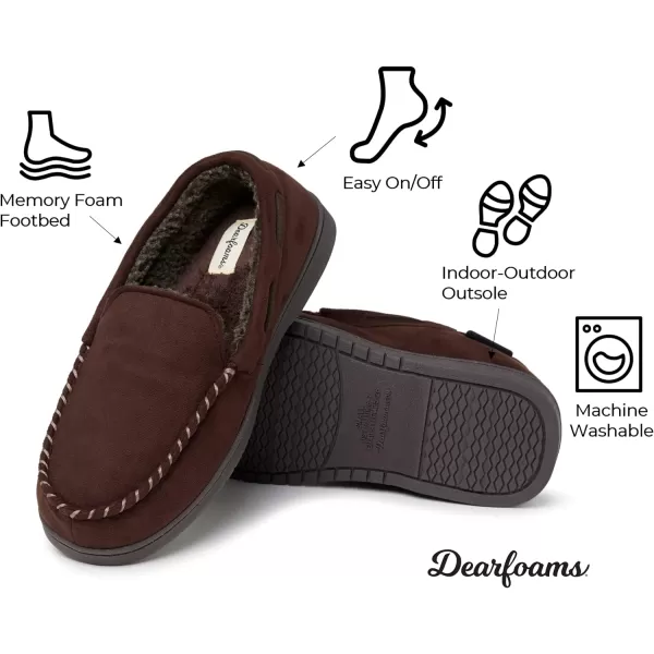 Dearfoams Men's Keaton Memory Foam Moccasin with Wide Widths Slipper