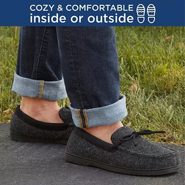 Dearfoams Men's Keaton Memory Foam Moccasin with Wide Widths Slipper