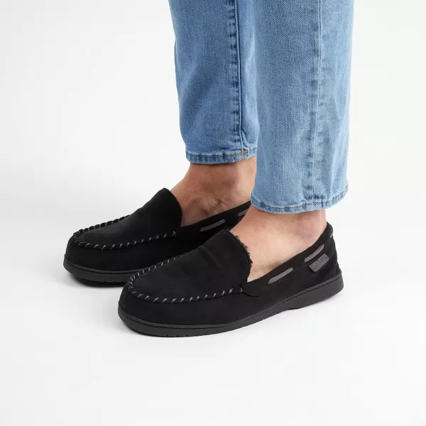 Dearfoams Men's Keaton Memory Foam Moccasin with Wide Widths Slipper
