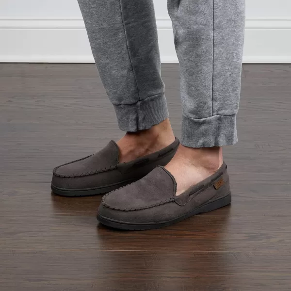 Dearfoams Men's Keaton Memory Foam Moccasin with Wide Widths Slipper