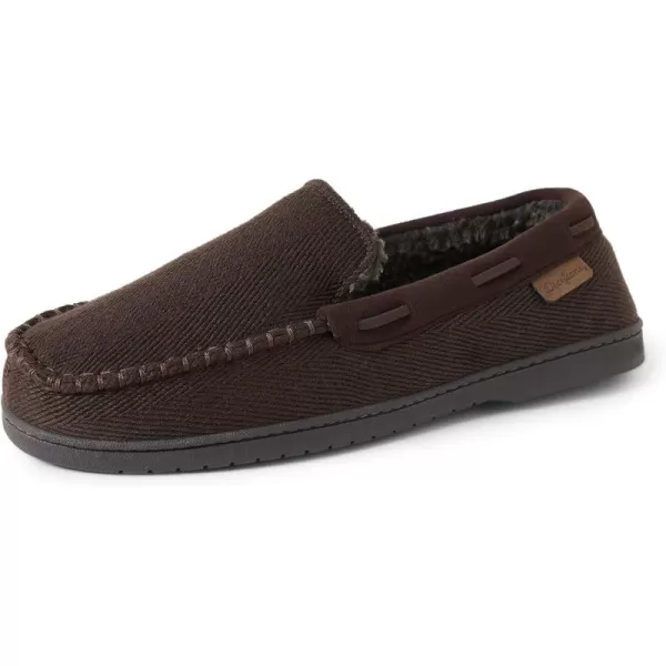 Dearfoams Men's Keaton Memory Foam Moccasin with Wide Widths Slipper