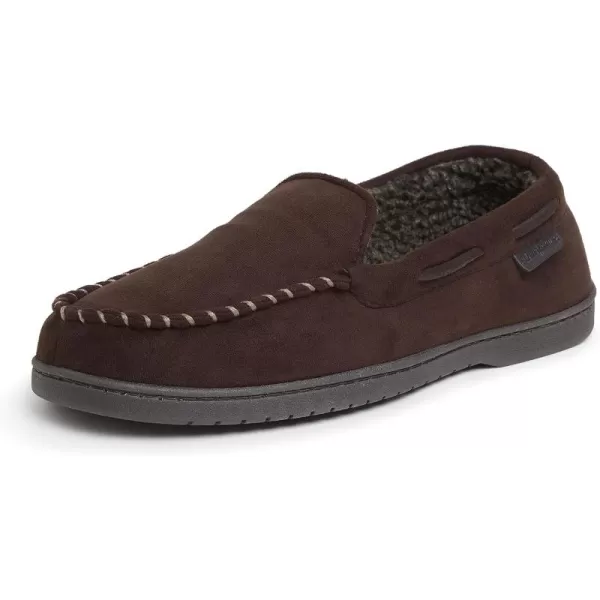 Dearfoams Men's Keaton Memory Foam Moccasin with Wide Widths Slipper