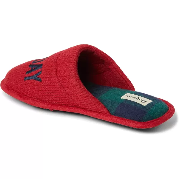 Dearfoams Men's Funny Ugly Christmas Sweater Holiday Scuff Slipper