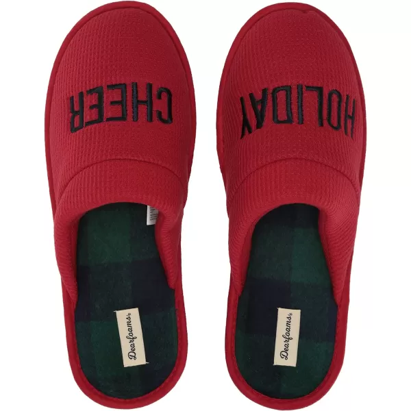 Dearfoams Men's Funny Ugly Christmas Sweater Holiday Scuff Slipper