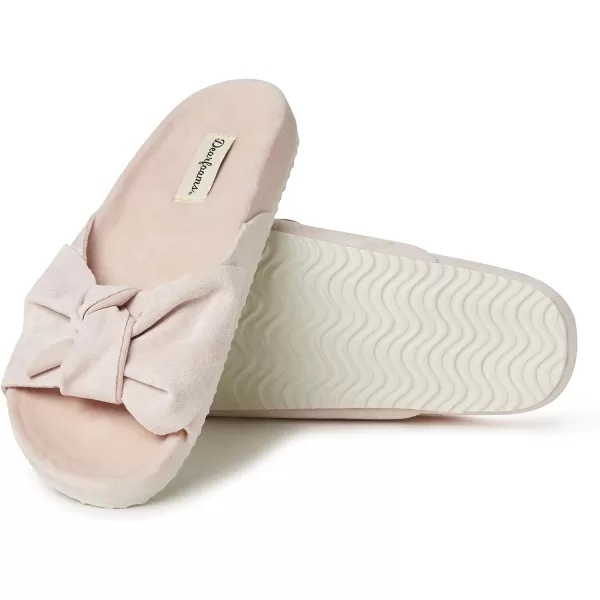 Dearfoams Women's Megan Knotted Microwool Molded Footbed Slide Slipper