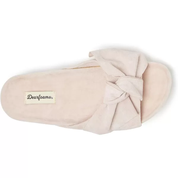 Dearfoams Women's Megan Knotted Microwool Molded Footbed Slide Slipper