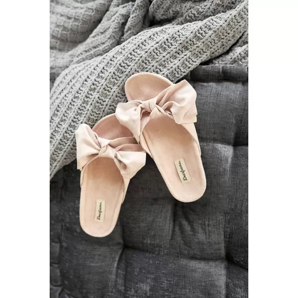 Dearfoams Women's Megan Knotted Microwool Molded Footbed Slide Slipper
