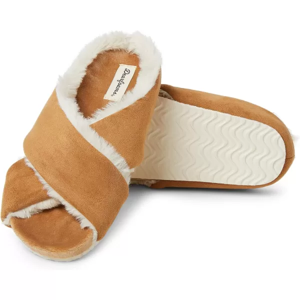 Dearfoams Women's Maeve Crossband Molded Footbed Slide Slipper
