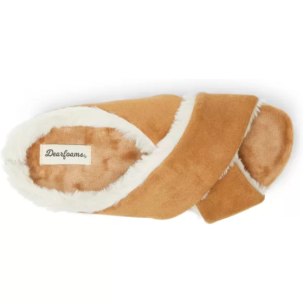Dearfoams Women's Maeve Crossband Molded Footbed Slide Slipper