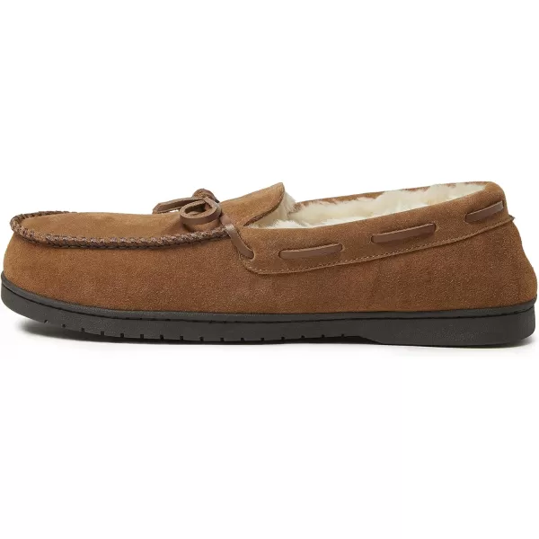Dearfoams Men's Hudson Suede Memory Foam Moccasin with Tie Slipper