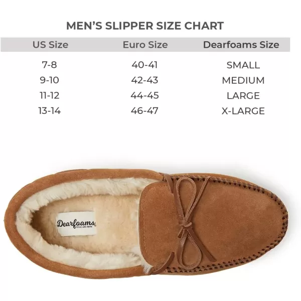 Dearfoams Men's Hudson Suede Memory Foam Moccasin with Tie Slipper