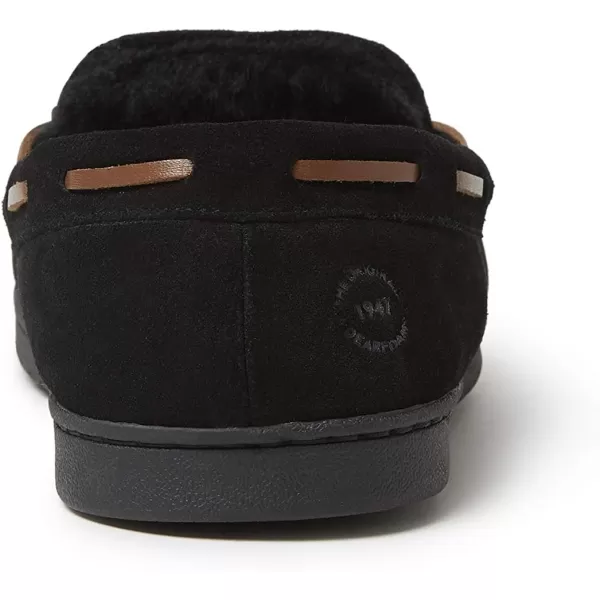 Dearfoams Men's Hudson Suede Memory Foam Moccasin with Tie Slipper