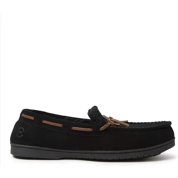 Dearfoams Men's Hudson Suede Memory Foam Moccasin with Tie Slipper