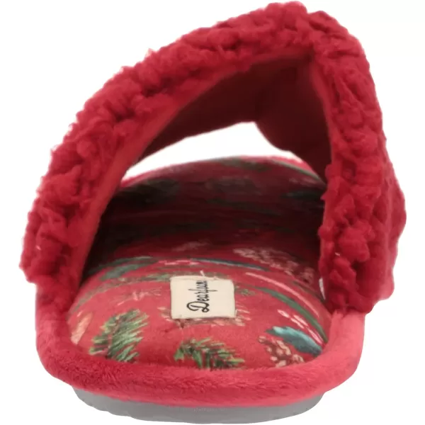 Dearfoams Women's Lane Giftable Holiday Slide with Novelty Sayings Applique Slipper