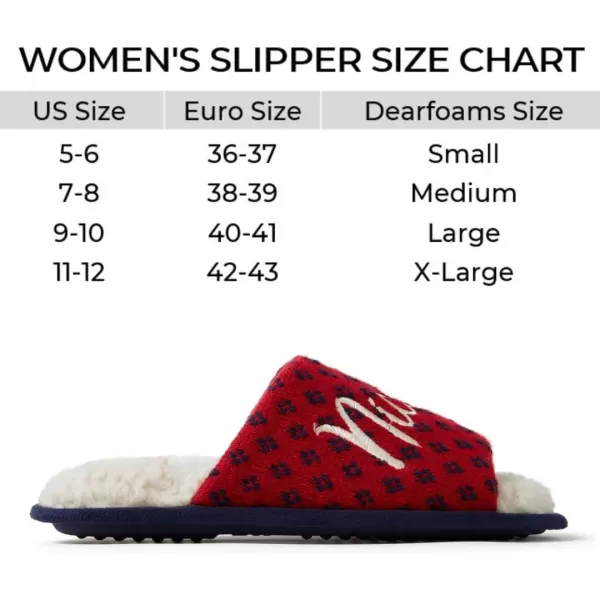 Dearfoams Women's Lane Giftable Holiday Slide with Novelty Sayings Applique Slipper