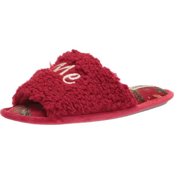 Dearfoams Women's Lane Giftable Holiday Slide with Novelty Sayings Applique Slipper