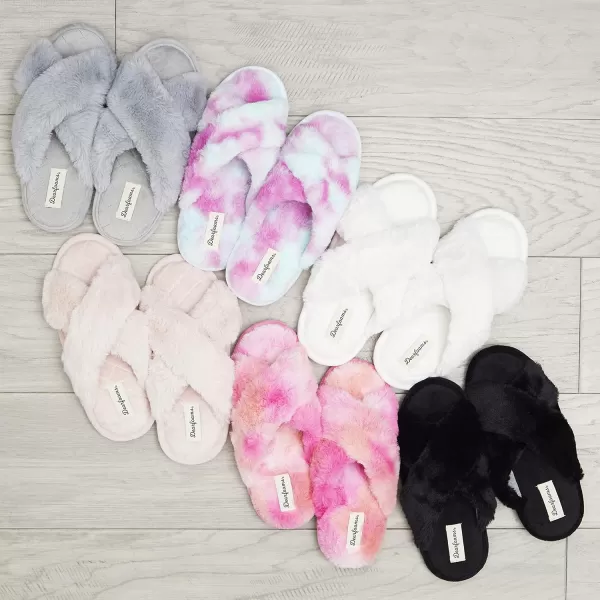 Dearfoams womens Jessica Furry Cross Band Slide