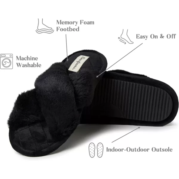 Dearfoams womens Jessica Furry Cross Band Slide