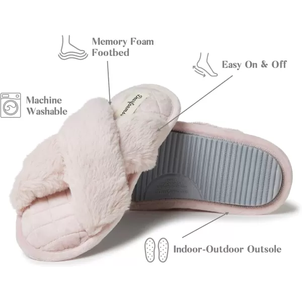 Dearfoams womens Jessica Furry Cross Band Slide