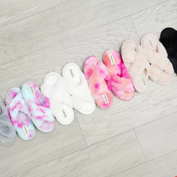Dearfoams womens Jessica Furry Cross Band Slide