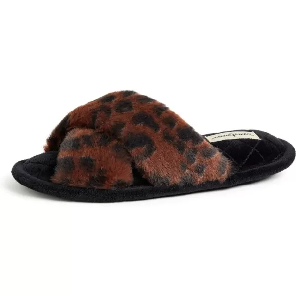 Dearfoams womens Jessica Furry Cross Band Slide