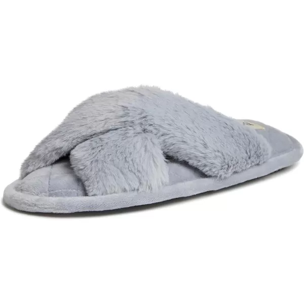 Dearfoams womens Jessica Furry Cross Band Slide