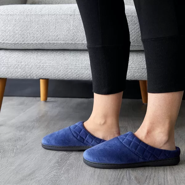 Dearfoams womens Indoor/Outdoor Memory Foam Darcy Microfiber Velour Clog, Wide Widths