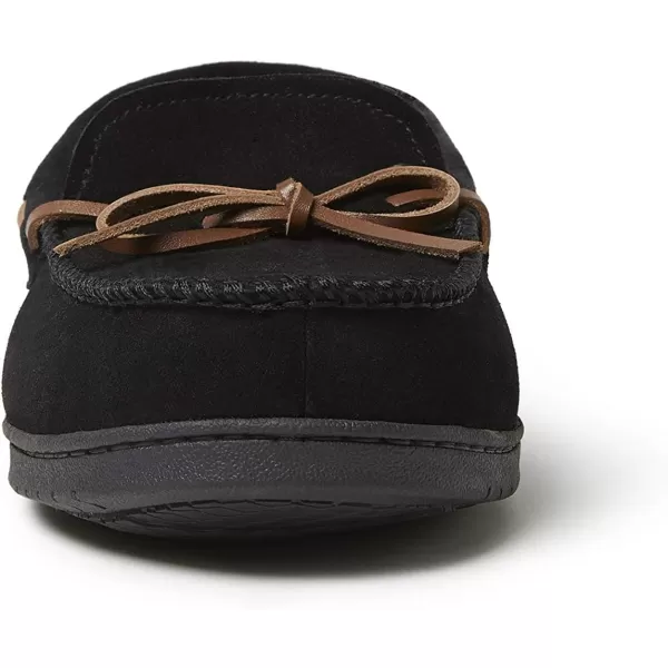 Dearfoams mens Hudson Genuine Suede Memory Foam Moccasin With Tie Slipper