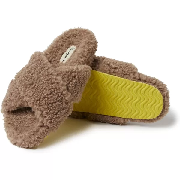 Dearfoams Women's Maddy Teddy Crossband Molded Footbed Slide Slipper