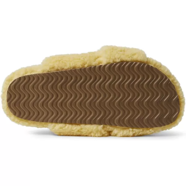 Dearfoams Women's Maddy Teddy Crossband Molded Footbed Slide Slipper