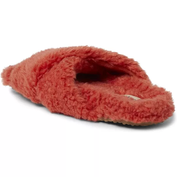 Dearfoams Women's Maddy Teddy Crossband Molded Footbed Slide Slipper