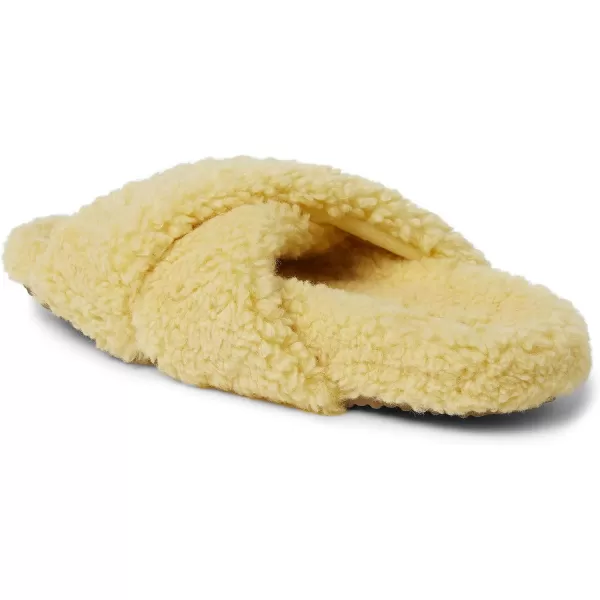 Dearfoams Women's Maddy Teddy Crossband Molded Footbed Slide Slipper