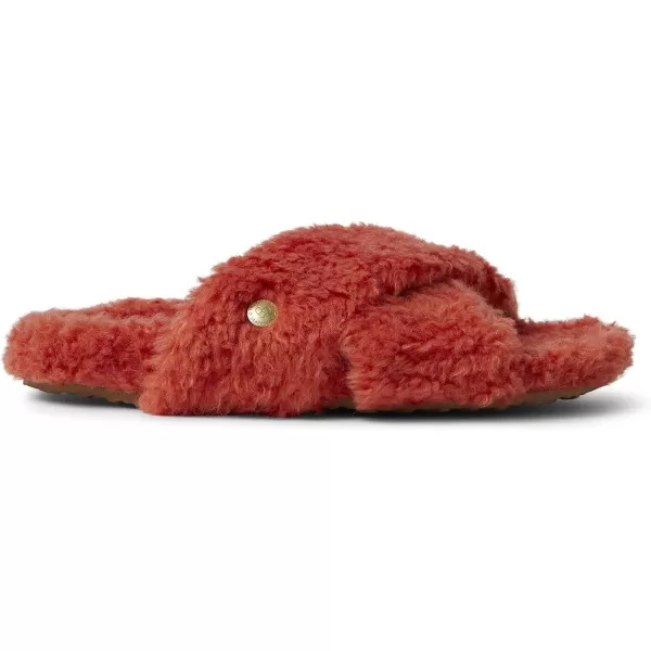 Dearfoams Women's Maddy Teddy Crossband Molded Footbed Slide Slipper