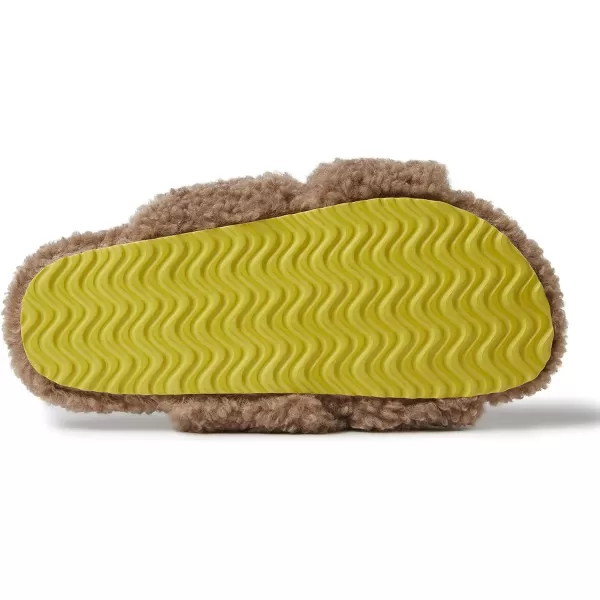 Dearfoams Women's Maddy Teddy Crossband Molded Footbed Slide Slipper