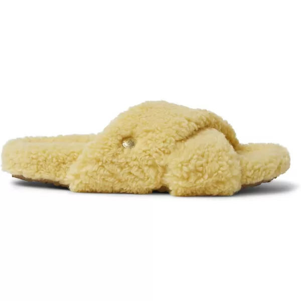 Dearfoams Women's Maddy Teddy Crossband Molded Footbed Slide Slipper