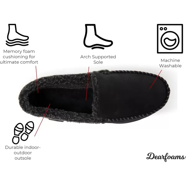 Dearfoams mens Eli Microfiber Indoor/Outdoor With Whipstitch Detail Suede Moccasin Slipper