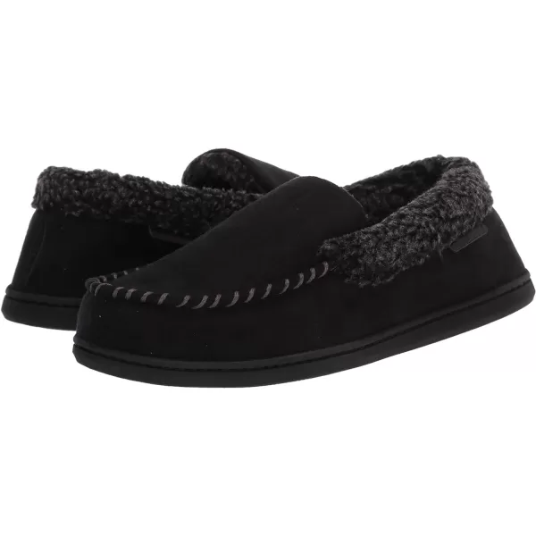 Dearfoams mens Eli Microfiber Indoor/Outdoor With Whipstitch Detail Suede Moccasin Slipper