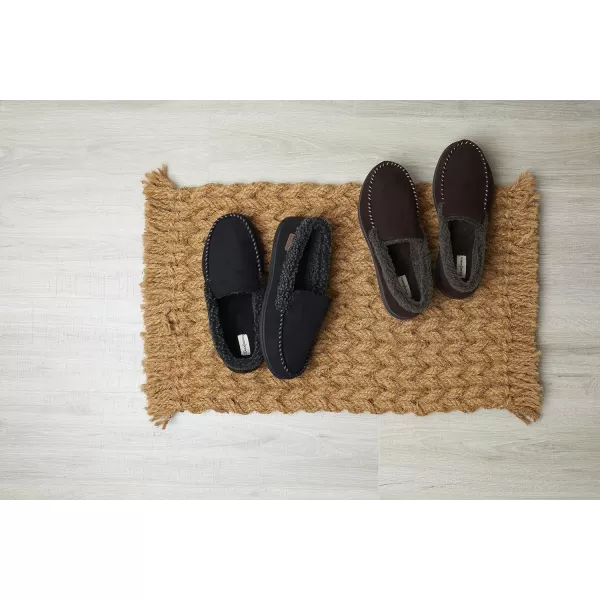 Dearfoams mens Eli Microfiber Indoor/Outdoor With Whipstitch Detail Suede Moccasin Slipper