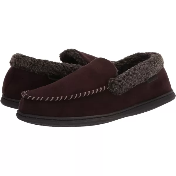 Dearfoams mens Eli Microfiber Indoor/Outdoor With Whipstitch Detail Suede Moccasin Slipper
