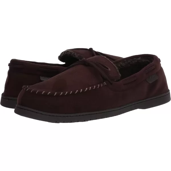 Dearfoams mens Toby Microsuede Moccasin With Tie Slipper