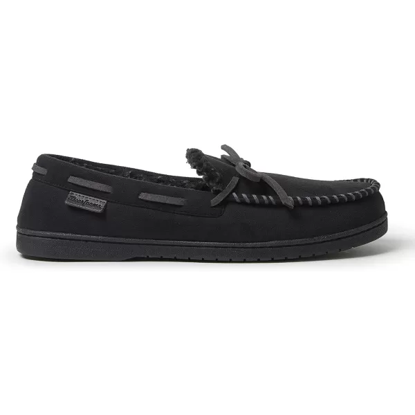 Dearfoams mens Toby Microsuede Moccasin With Tie Slipper