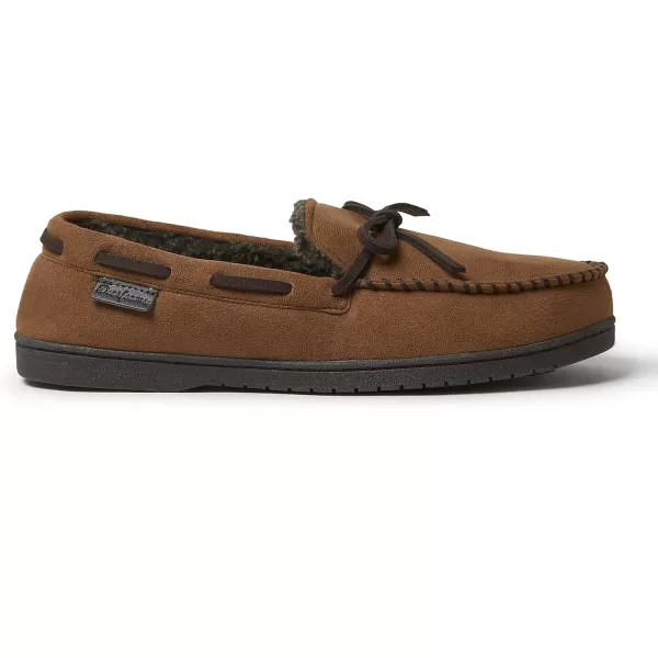 Dearfoams mens Toby Microsuede Moccasin With Tie Slipper