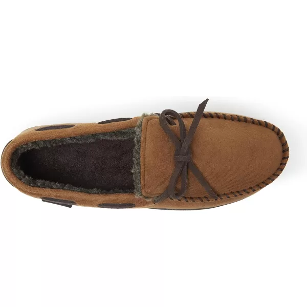 Dearfoams mens Toby Microsuede Moccasin With Tie Slipper