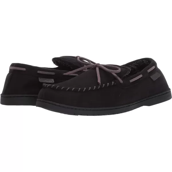 Dearfoams mens Toby Microsuede Moccasin With Tie Slipper