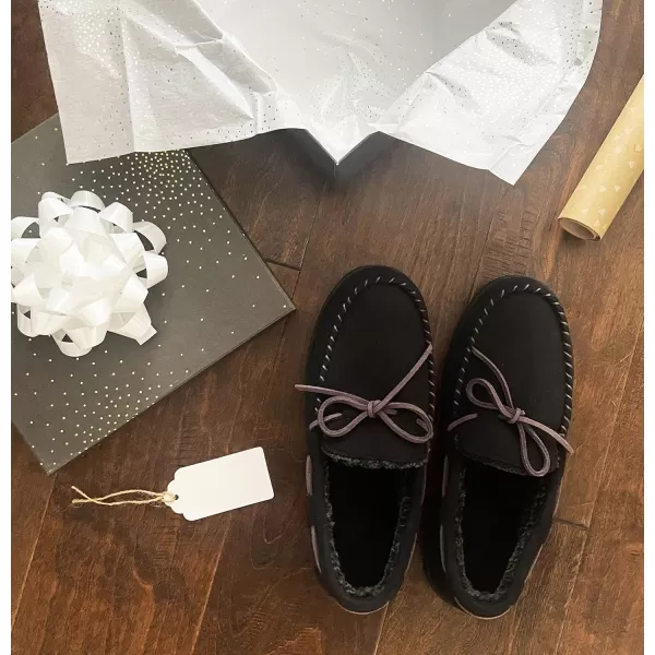 Dearfoams mens Toby Microsuede Moccasin With Tie Slipper