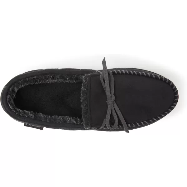 Dearfoams mens Toby Microsuede Moccasin With Tie Slipper