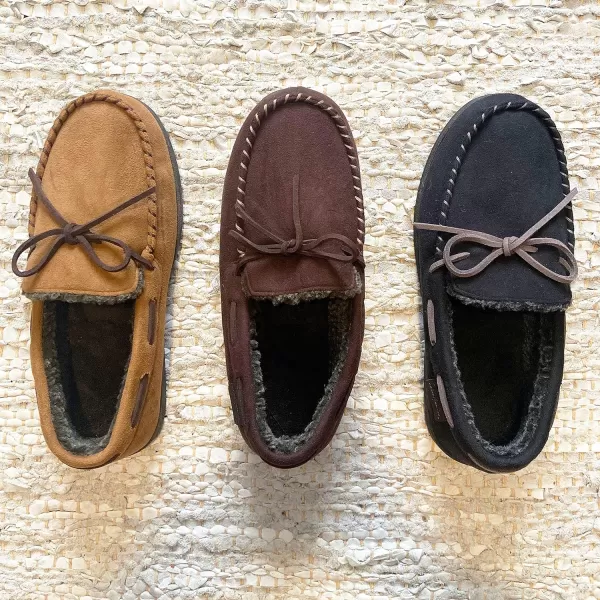 Dearfoams mens Toby Microsuede Moccasin With Tie Slipper