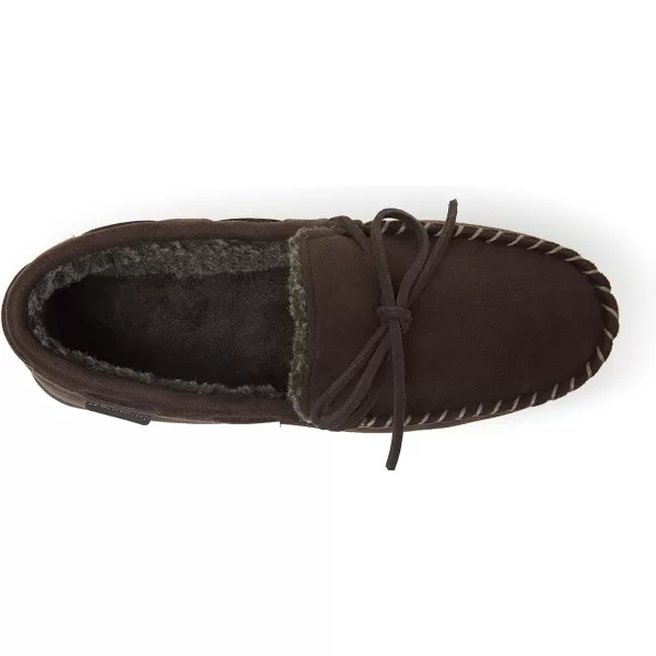 Dearfoams mens Toby Microsuede Moccasin With Tie Slipper
